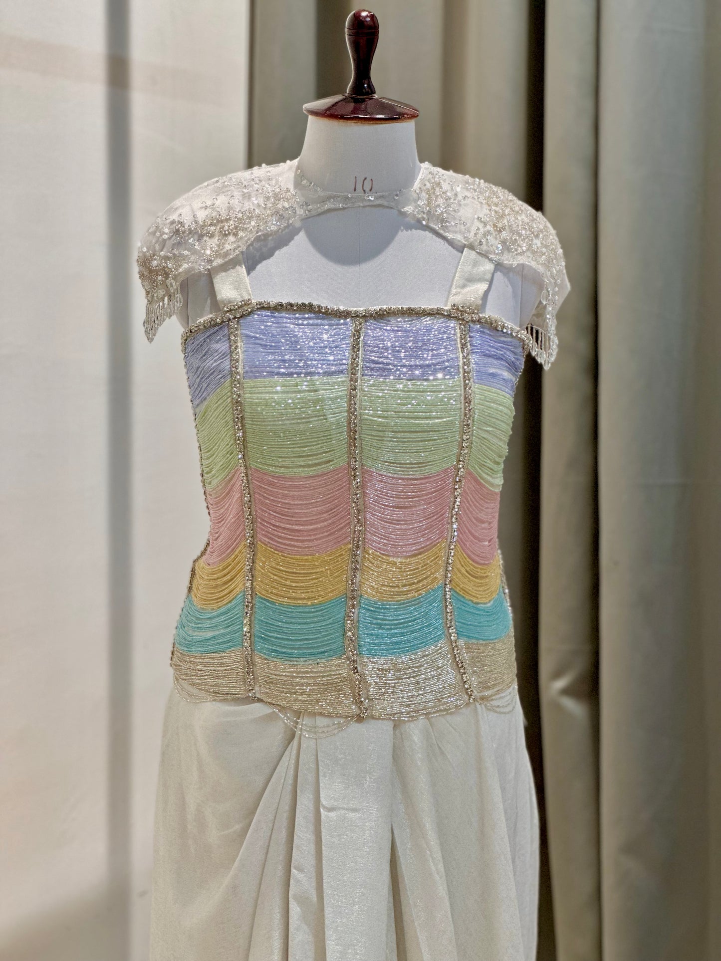 celeste pastel corset saree