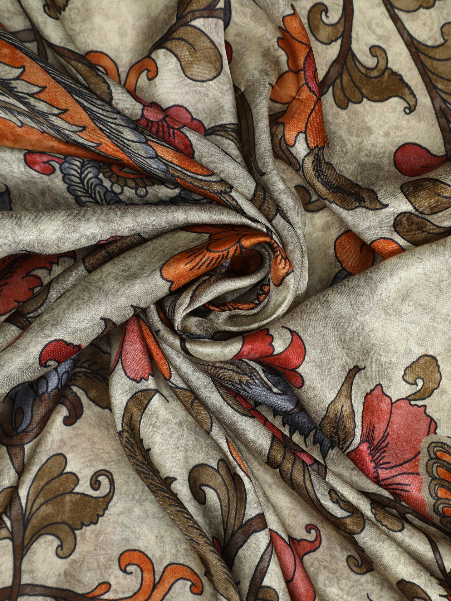 rust&grey kalamkari print saree with hathi banarasi pallu saree