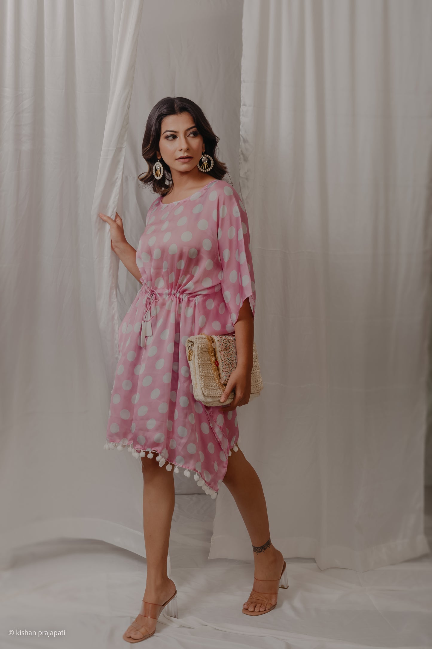 pink polka dot laftan