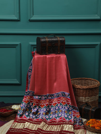 MAROON & RED IKKAT PATOLA PRINT DUPATTA