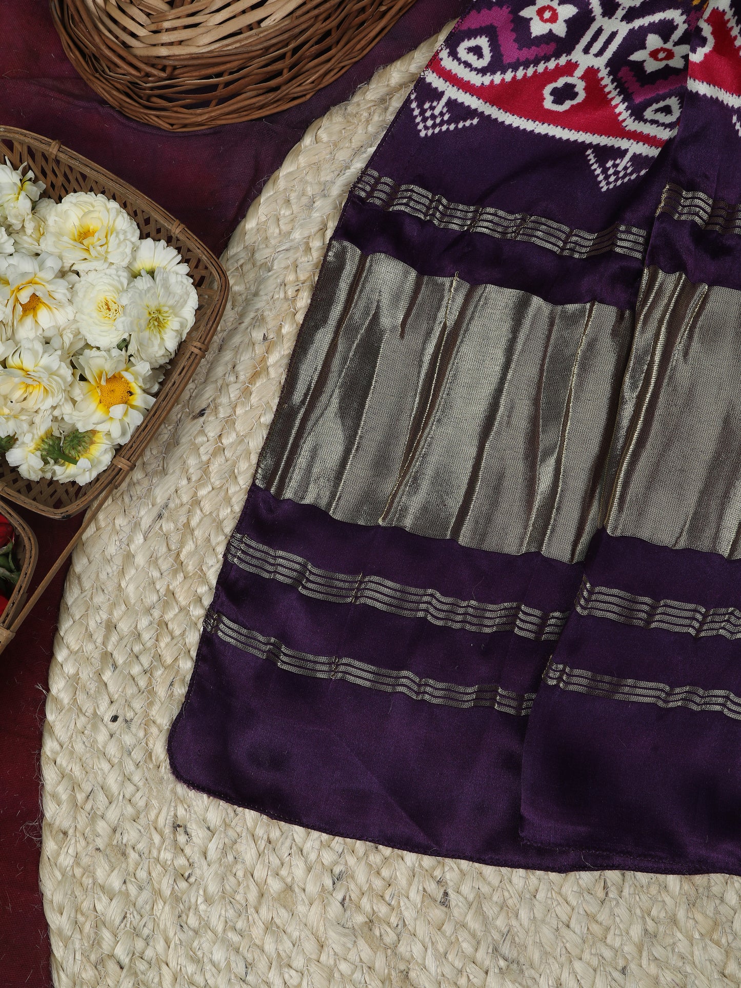 purple & rani ikkat patola print dupatta