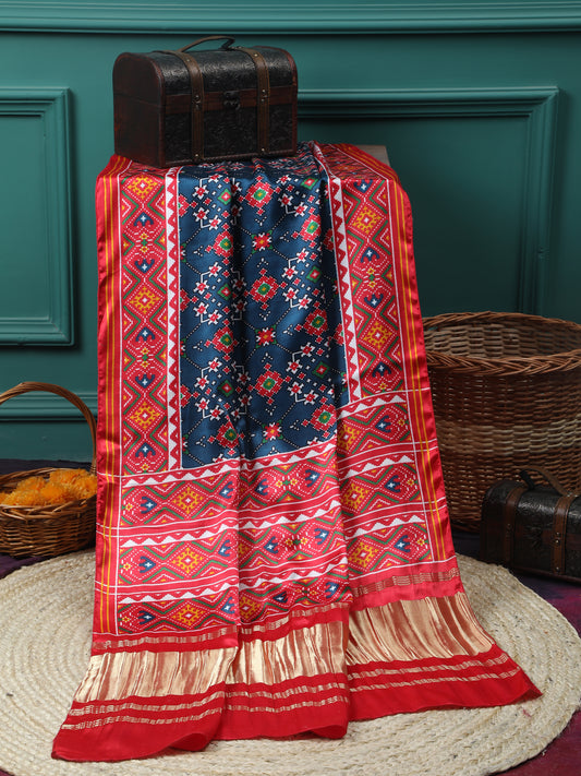 RED & BLUE IKKAT PATOLA PRINT DUPATTA