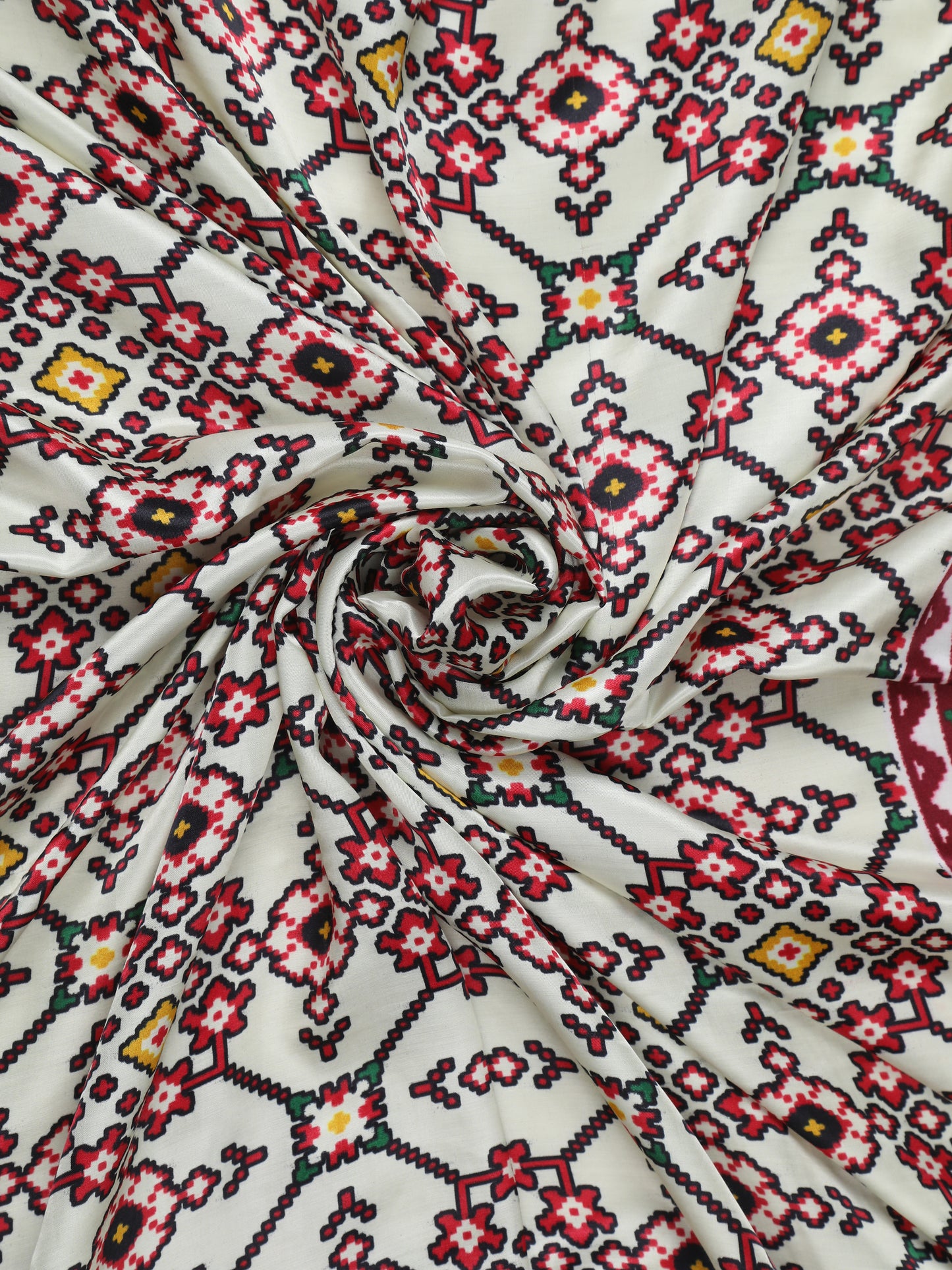 maroon& off white ikkat patola print dupatta