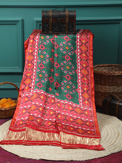 RED & GREEN IKKAT PATOLA PRINT DUPATTA