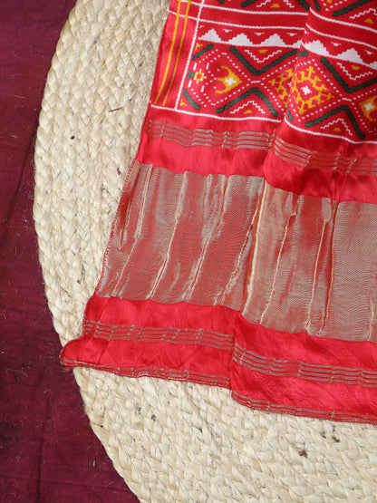 RED & GREEN IKKAT PATOLA PRINT DUPATTA