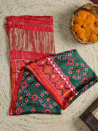 RED & GREEN IKKAT PATOLA PRINT DUPATTA