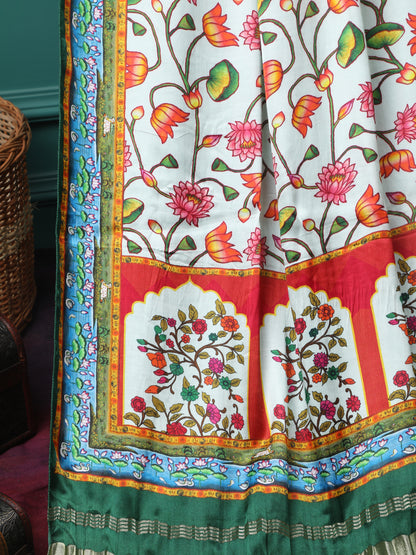 GREEN PICHWAI LOTUS PRINT DUPATTA