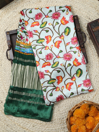 GREEN PICHWAI LOTUS PRINT DUPATTA