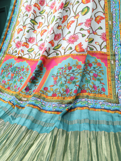 BLUE PICHWAI LOTUS PRINT DUPATTA