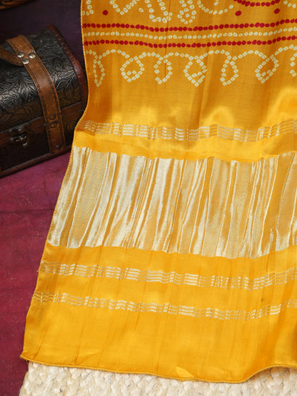 YELLOW & CREAM BANDHANI PRINT DUPATTA