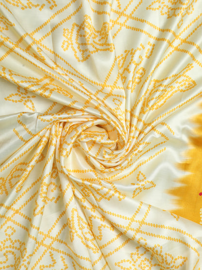 YELLOW & CREAM BANDHANI PRINT DUPATTA
