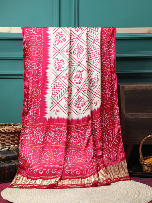 RANI & CREAM BANDHANI PRINT DUPATTA