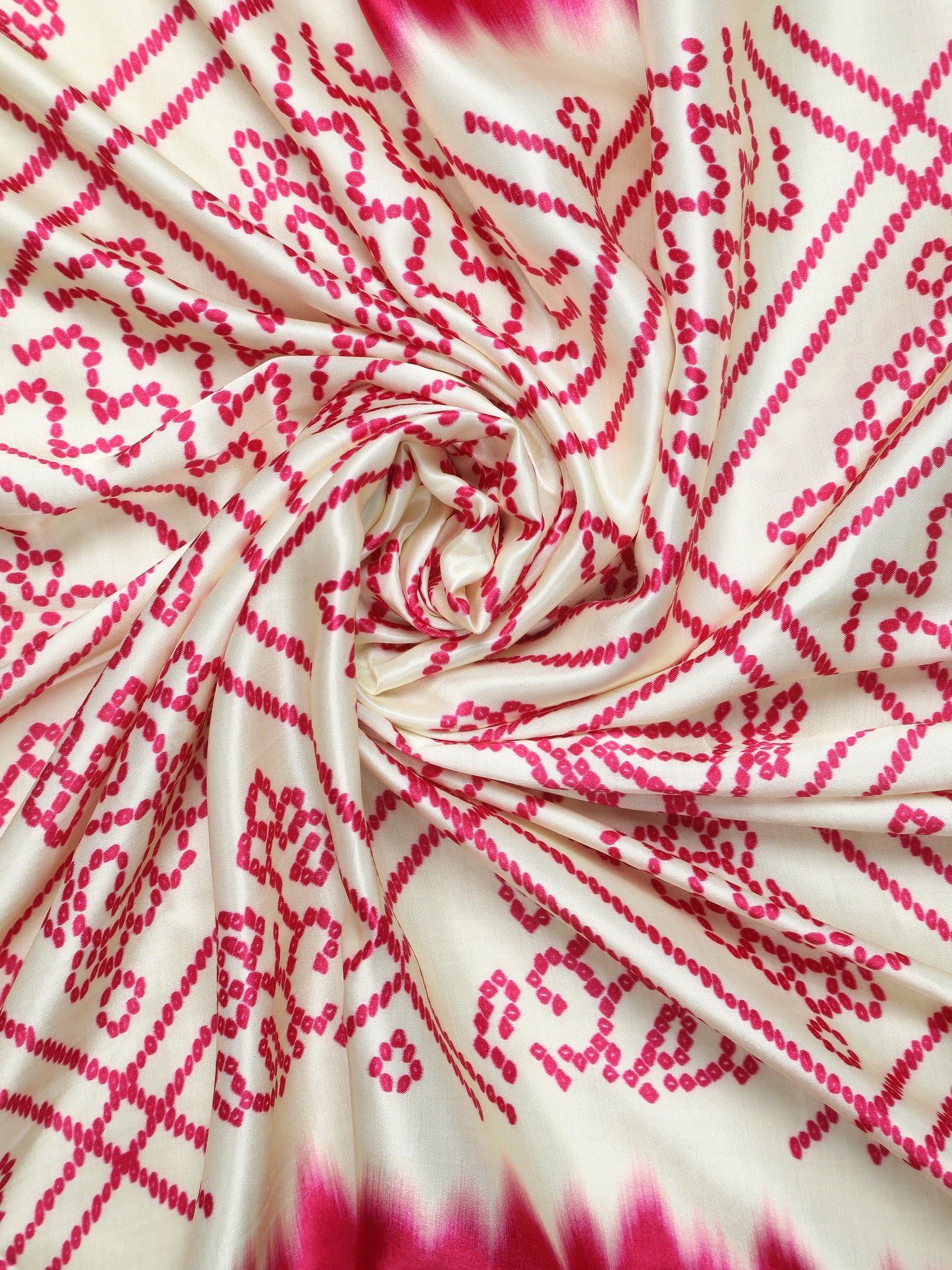 rani & cream bandhani print dupatta