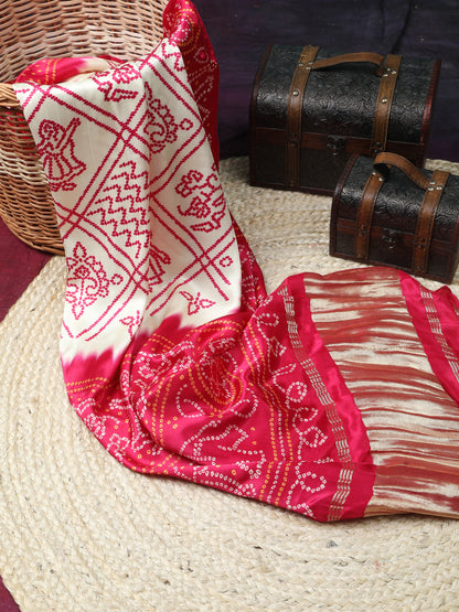 RANI & CREAM BANDHANI PRINT DUPATTA