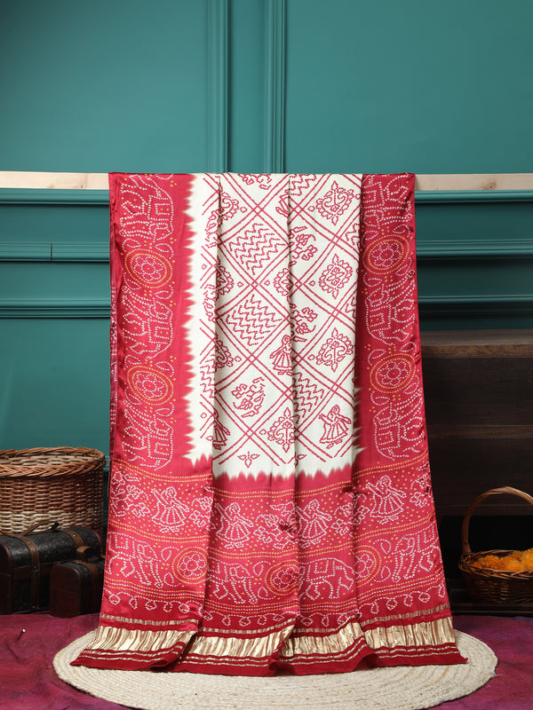 MAROON & CREAM BANDHANI PRINT DUPATTA