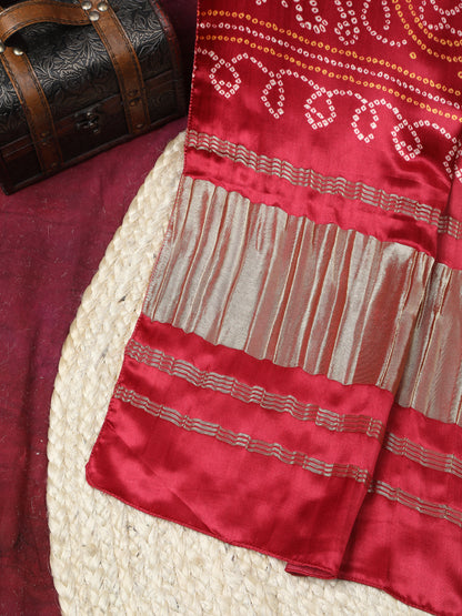 MAROON & CREAM BANDHANI PRINT DUPATTA