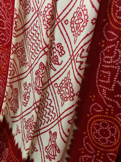 MAROON & CREAM BANDHANI PRINT DUPATTA