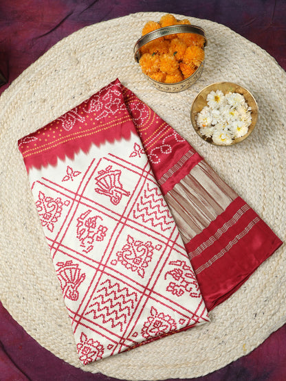 MAROON & CREAM BANDHANI PRINT DUPATTA