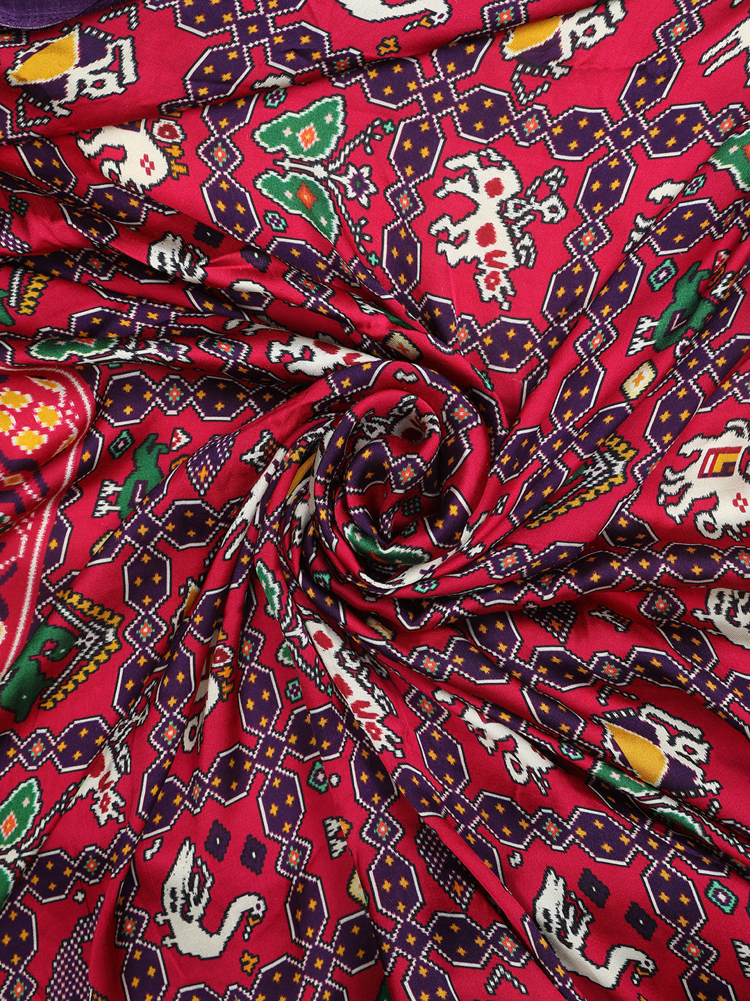 purple & rani ikkat patola saree with banarasi pallu