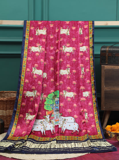 BLUE & RANI SHRINATHIJI PICHWAI PRINT DUPATTA