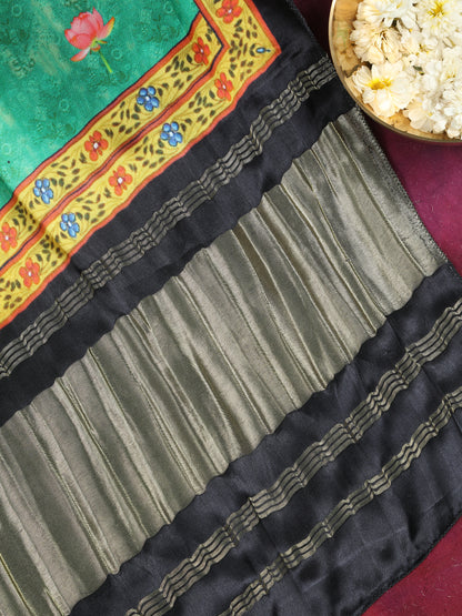 BLACK & GREEN SHRINATHIJI PICHWAI PRINT DUPATTA