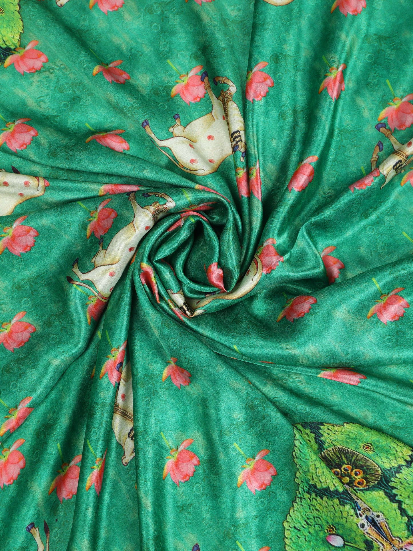 black & green shrinathiji pichwai print dupatta
