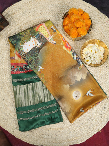 GREEN & YELLOW PICHWAI PRINT RADHA KRISHNA DUPATTA