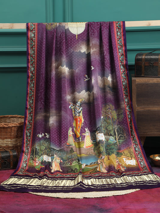 PURPLE PICHWAI KRISHNA PRINT DUPATTA