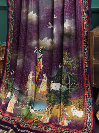 PURPLE PICHWAI KRISHNA PRINT DUPATTA