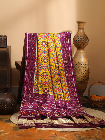 PURPLE & YELLOW IKKAT PATOLA PRINT DUPATTA