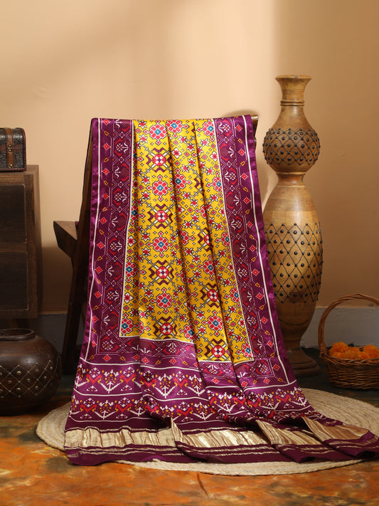 PURPLE & YELLOW IKKAT PATOLA PRINT DUPATTA