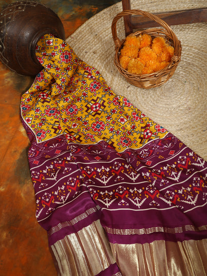 PURPLE & YELLOW IKKAT PATOLA PRINT DUPATTA