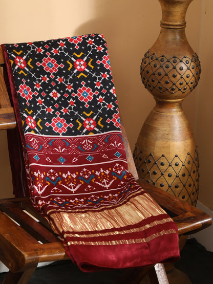 MARRON & BLACK IKKAT PATOLA PRINT DUPATTA