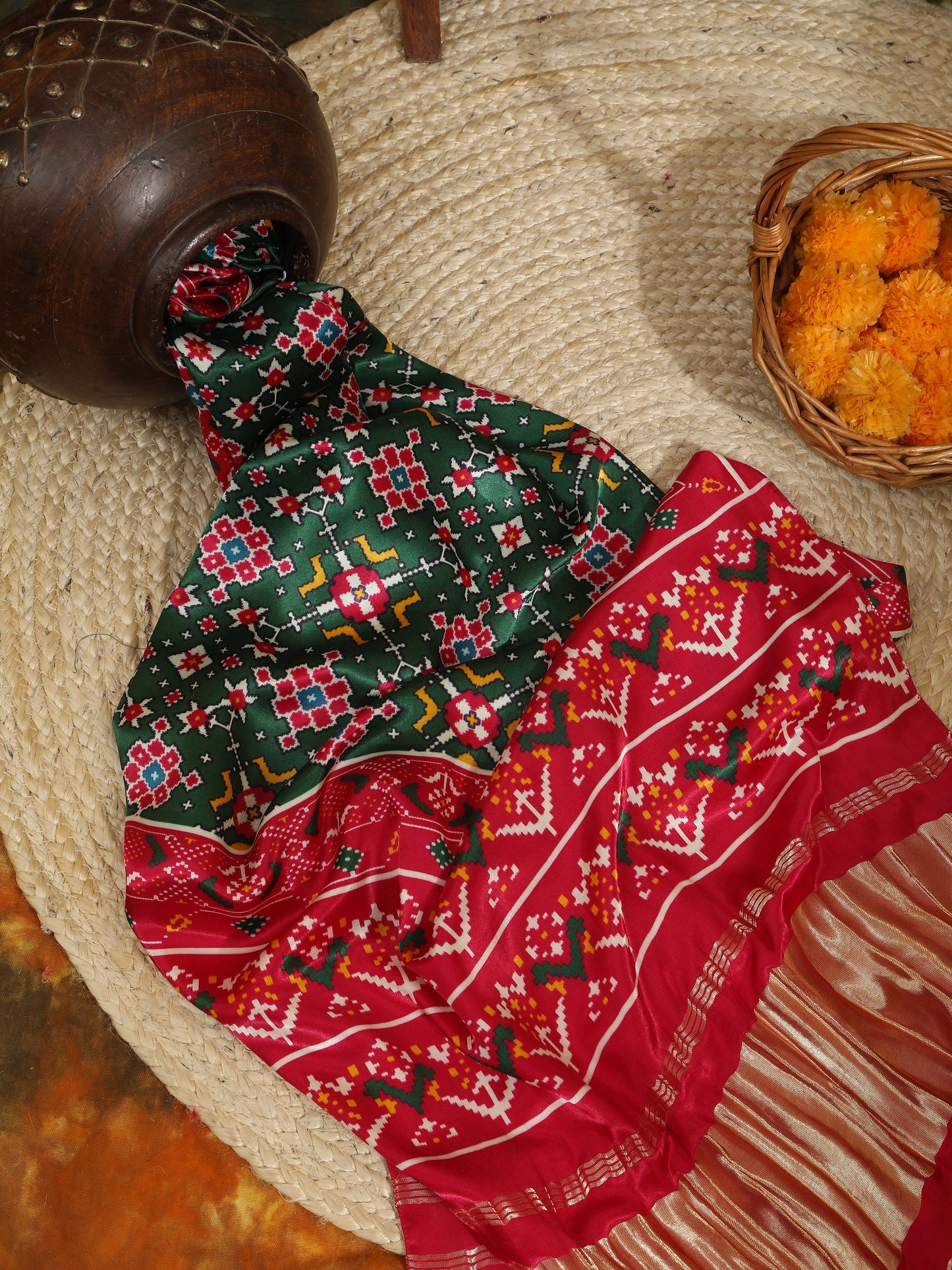 rani & green ikkat patola print dupatta