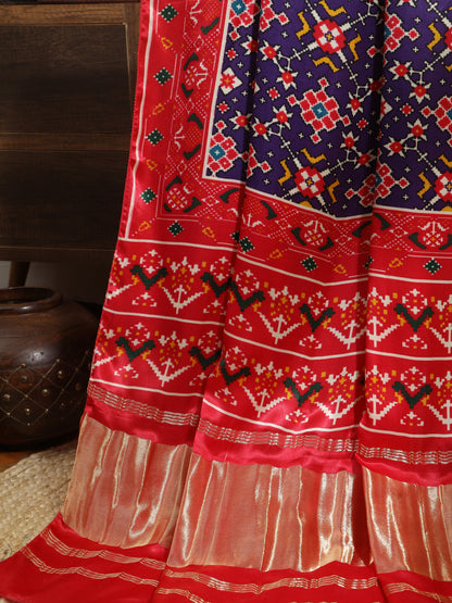 RED & PURPLE PATOLA IKKAT PRINT DUPATTA IN MODAL SILK