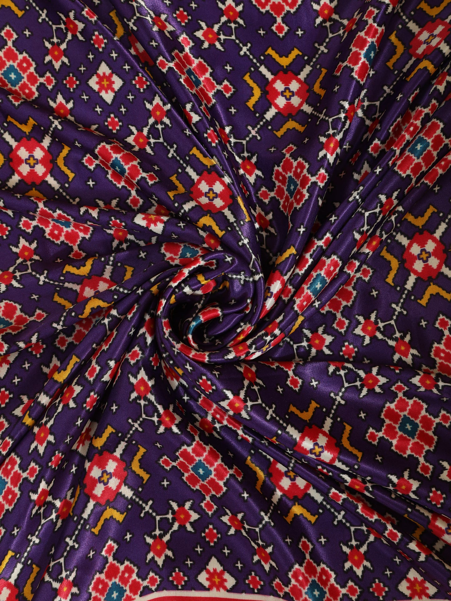 red & purple patola ikkat print dupatta in modal silk