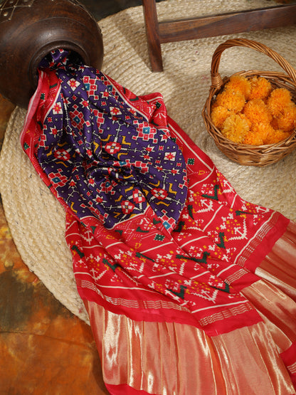 RED & PURPLE PATOLA IKKAT PRINT DUPATTA IN MODAL SILK