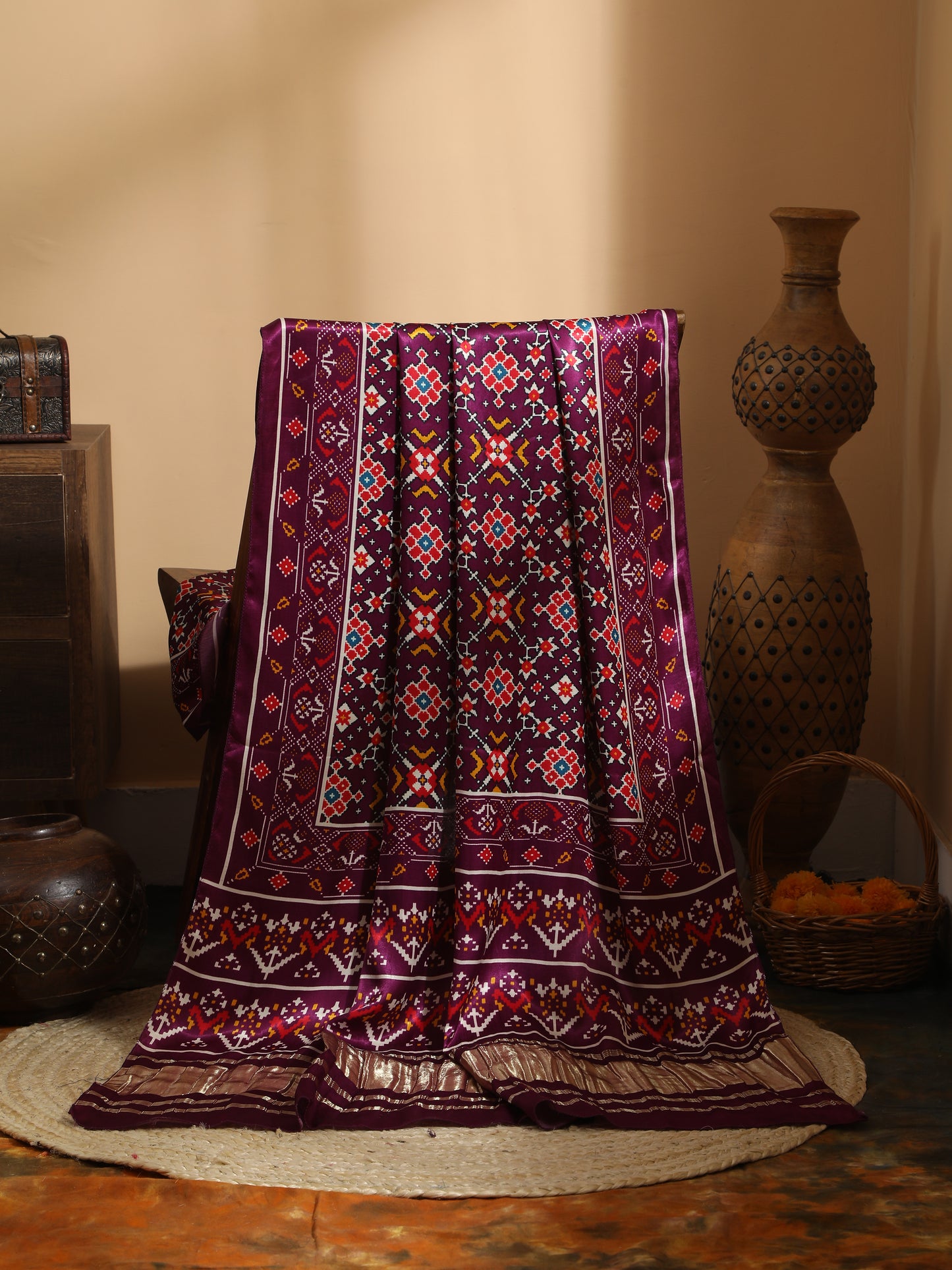 purple ikkat patola print dupatta