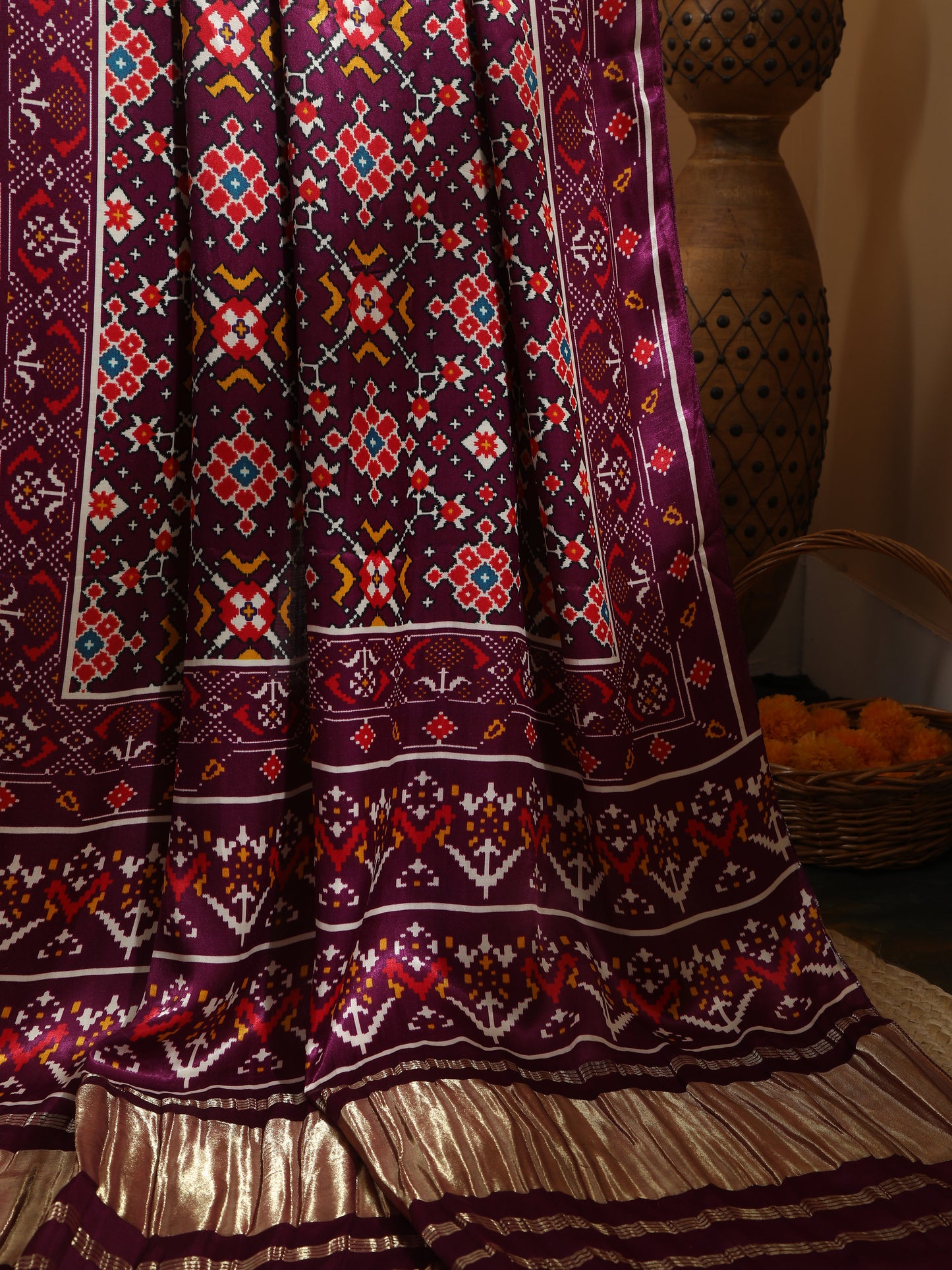 purple ikkat patola print dupatta