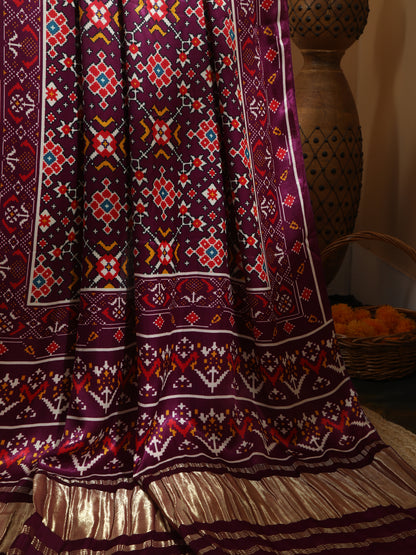 PURPLE IKKAT PATOLA PRINT DUPATTA