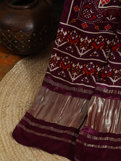 PURPLE IKKAT PATOLA PRINT DUPATTA