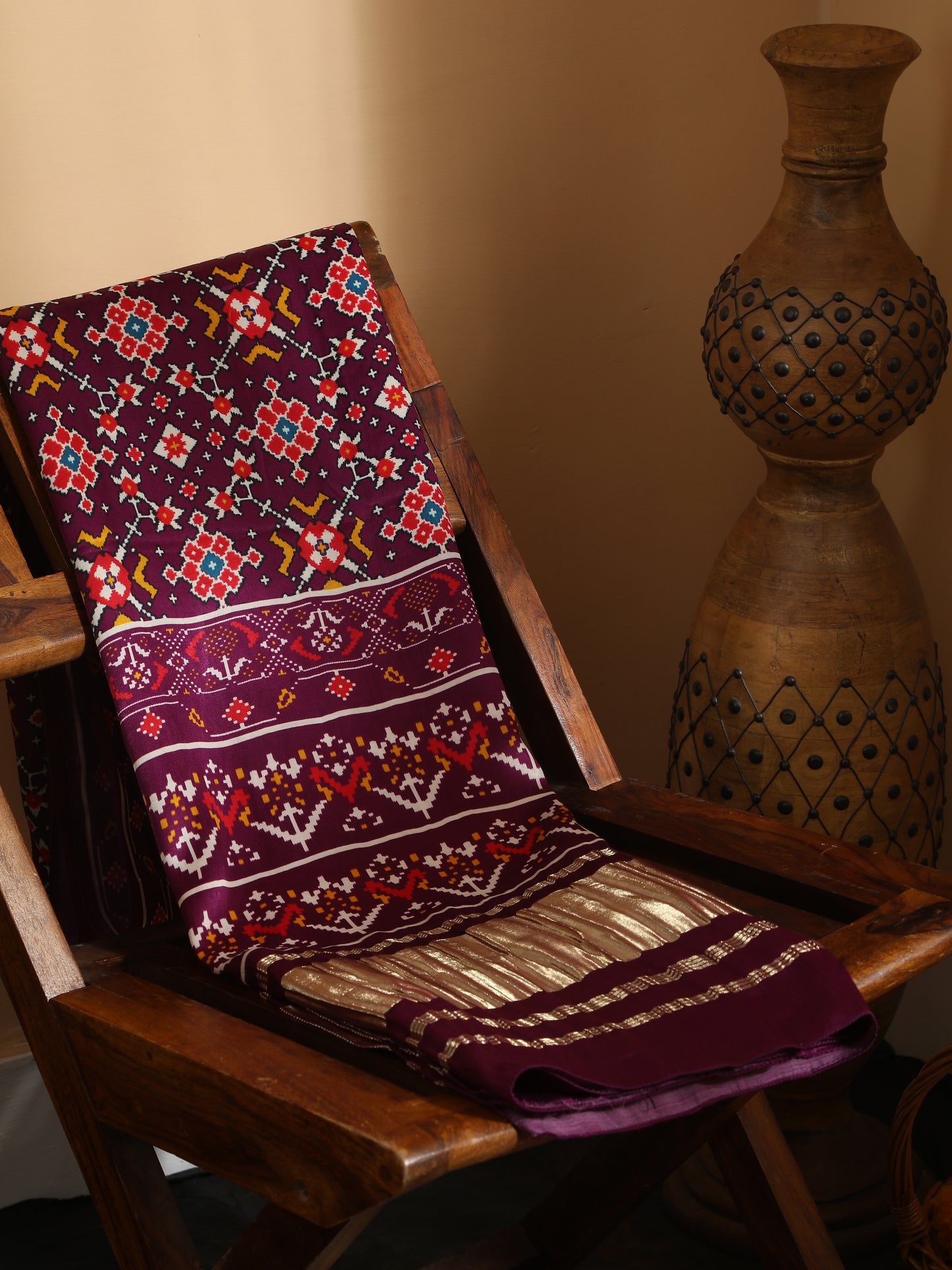 purple ikkat patola print dupatta