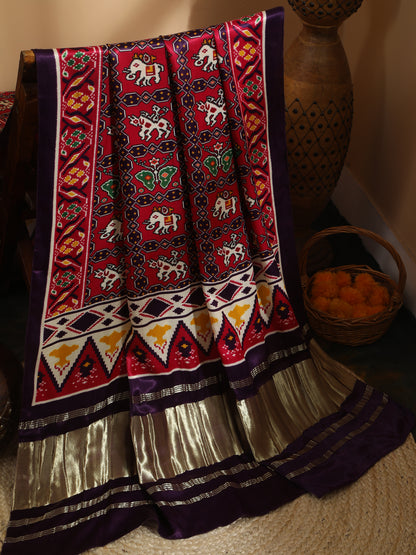 PURPLE& RANI IKKAT PATOLA PRINT DUPATTA