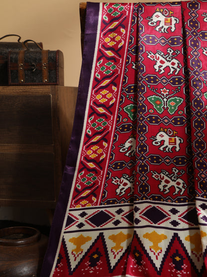 PURPLE& RANI IKKAT PATOLA PRINT DUPATTA