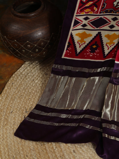 PURPLE& RANI IKKAT PATOLA PRINT DUPATTA