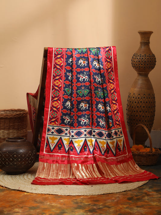 RED & BLUE IKKAT PATOLA PRINT DUPATTA