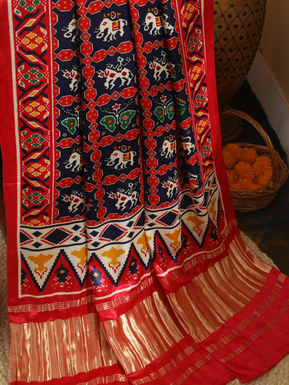 RED & BLUE IKKAT PATOLA PRINT DUPATTA