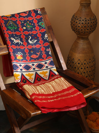 RED & BLUE IKKAT PATOLA PRINT DUPATTA