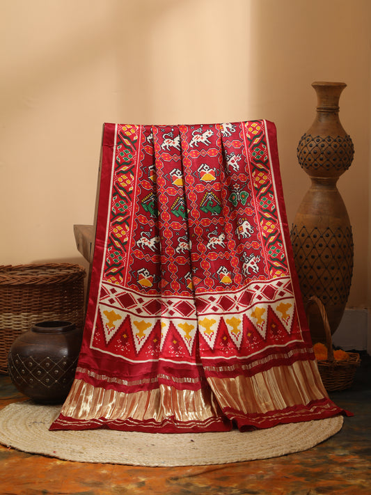MAROON IKKAT PATOLA PRINT DUPATTA