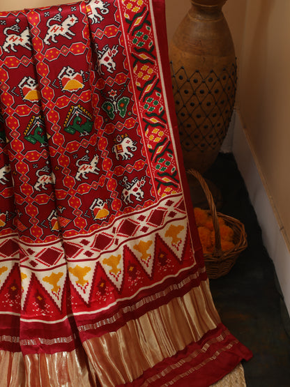 MAROON IKKAT PATOLA PRINT DUPATTA